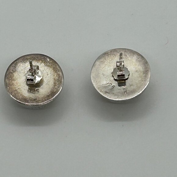 Sterling Silver Stud Earrings Round Lightweight Minimalist Buttin Classic18 mm - Picture 11 of 13